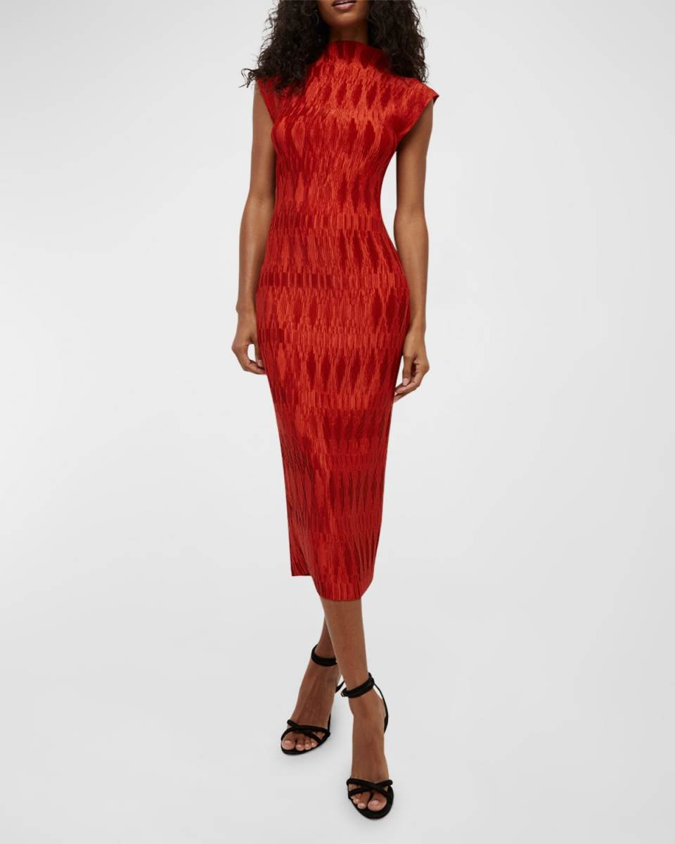Gramercy Pleated Satin Midi Dress